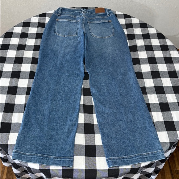 Judy Blue High Waist Double Button Star Front Seam Wide Leg Denim Jeans 14W x 32 - Picture 12 of 15